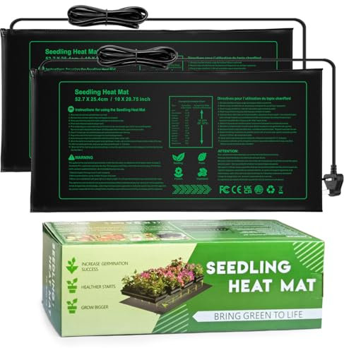 NAMOTEK Plant Heat Mat, 52 * 24cm -2 Pack Durable Waterproof Seed Germination Heating Mat, Warm Hydroponic Heating Pad MET Standard UK Plug