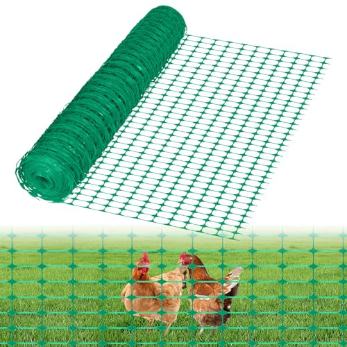 LZQ Schutznetz 30m x 1 Rolle Bauzaun Absperrzaun aus Kunststoff, Aufgerollter Begrenzungszaun Absperrnetz Warnzaun, Mobiler Zaun Hühnerzaun Geflügelzaun Geflügelnetz, Grün