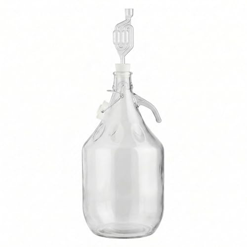 lilawelt24 1x 5L Glasballon Gärbehälter Set mit Bügelverschluss, Henkel, Gärrohr & Stopfen, für Wein, Most & Fermentation