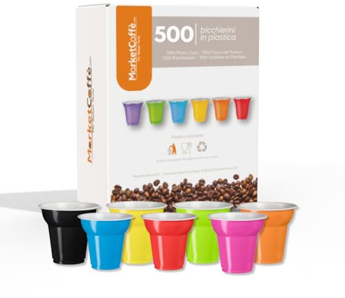 500 Bicchierini Plastica per caffè 80cc vari colori Bar macchina caffè (500 Multicolor)