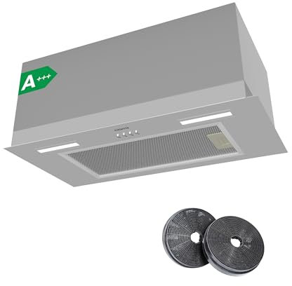 CIARRA CBCS6926A A+++ - Cappa da Incasso, 60 cm di Larghezza, 650 m³/h, Cappa Aspirante, Sottopensile da Cucina ad Incasso, 3 Livelli di Potenza con Filtro ai Carboni Attivi CBCF003
