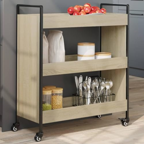 AJJHUUKI Outdoor-Möbel-Küchenwagen Sonoma Eiche 70x30x82 cm Holz-Möbel