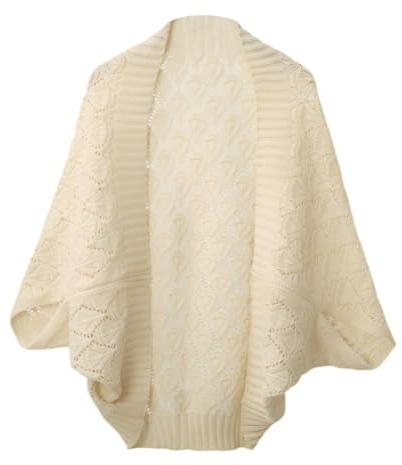 iSpchen Châle Doux pour Femme, Cardigan Femme Chic Et Elegant Cape en Tricot Poncho Châle Femme Elégant Chaud Ouvert Devant Châle Wrap Tricoté pour Robe De Soirée Châles De Mariage