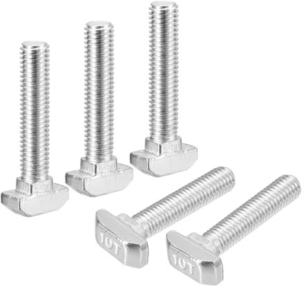 QUARKZMAN 10 viti a testa martello, con scanalatura a T, M8 x 40 mm, vite a T per 4545, profilo in alluminio, acciaio inox 304, argento