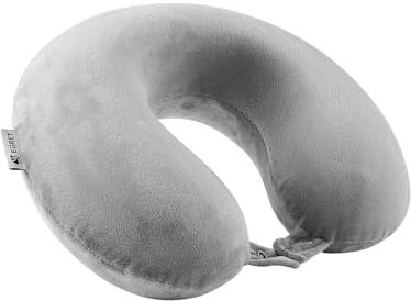 Egret Memory Foam Neck Pillow for Travel - Ergonomic Support for Head, Neck & Chin - Comfort for Airplane, Car, Office (Grey)