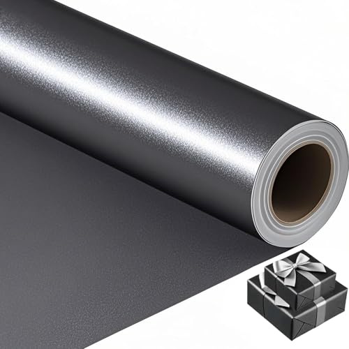 HBell Black Wrapping Paper Roll,43cm x 10m Black Gift Wrapping Paper,Dual-Sided Pearly-Lustre Wrap paper for Christmas,Birthday, Party,Wedding,Baby Shower,DIY Craft