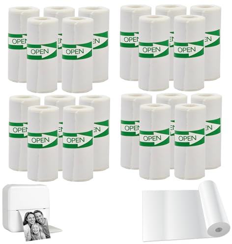 Papp'N'Roll Termisk skrivare, pappersrullar, 57 x 30 mm, 20 rullar, självhäftande, BPA-fri, kompatibel med Peripage A6, GuKKK