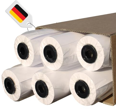 CABROGREEN 100% Recycling Plotterpapier 914mm x 45m 90g - Nachhaltiges Papier DIN A0+ für CAD-Drucke und Präsentation. Plotter Papier Rolle 914mm aus Deutschland! Plotter Rolle 91,4cm - 6er Karton
