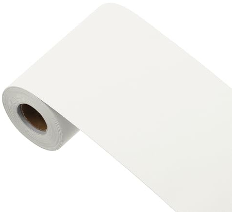 sourcing map Papier peint blanc mastic, papier peint autocollant en vinyle de couleur unie pour revêtement mural de 998,2 x 9,9 cm, blanc