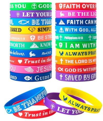 20 Stück Bibel-Silikonarmbänder, Silikonarmbänder mit Bibelversen bedruckt, inspirierende religiöse Armbänder, geeignet für Veranstaltungen, Weihnachten, Ostern und andere Anlässe
