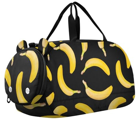 Tanztasche, Sporttasche für Mädchen und Jungen, Bananenmuster, Kinder-Sporttasche, Sommerreise, Reisetasche mit Namen, Wochenendtasche