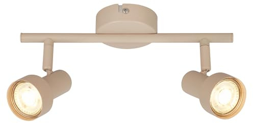 BRILONER - Foco interior techo orientable, casquillo GU10, max 9 W, plafon, focos techo, lampara de cocina, lamparas salon, lamparas de dormitorio, cocina, 27,5 cm, beige
