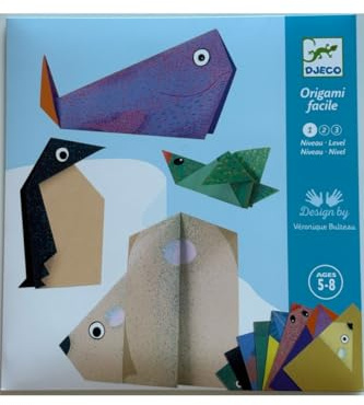 Djeco - Kreativ Set Origami Polar Animals mit 16 Papierbögen