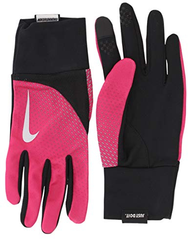 Nike Women's Dri-Fit Tailwind Run Gloves Pink Pow/Black LG by