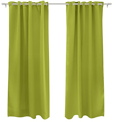 Victoria M. Aurora Verdunkelungsvorhang Blickdicht, Thermovorhang, Ösenvorhang, Schallschutz Vorhang 140 x 245cm, Hellgrün, 2er Pack
