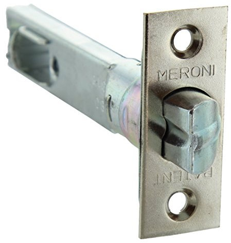 MERONI SERRATURE Scrocco Pomoli PremiApri - Serratura per Maniglia a Scrocco Tubolare, Serratura in Acciaio Nichelato mm.80, Made in Italy