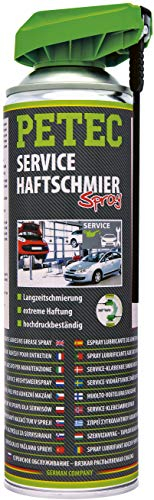 PETEC Service Haftschmierspray Sprühfett KFZ Spray Schmiermittel 500 ml. Hochviskose Fett für Führungsbolzen, Türfett Auto, Kettenfett, Lagerfett 71550
