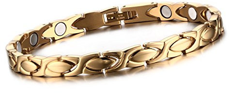 Cupimatch Herren Damen Magnetarmband, elegant Lieben Magnet Therapie Edelstahl Armband Armreif Gesundheitsarmband, weiss gold