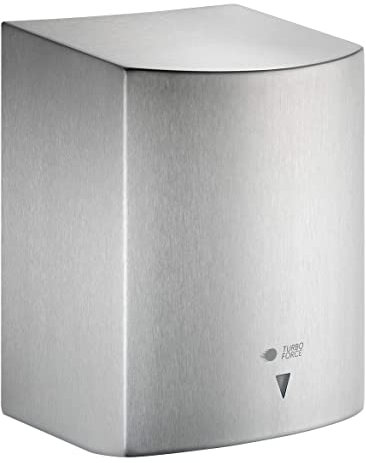 High Speed Commercial Hand Dryer, Electric Turboforce Stainless Steel Hand Dryer, Available in 3 Colours (White, Satin, Chrome), Eco Wall Mounted, LED Triangle On Front (Brushed Satin)