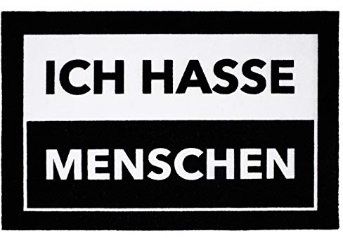 Close Up Fußmatte Ich Hasse Menschen - lustiger Fußabtreter - 60x40 cm - schwarz/weiß