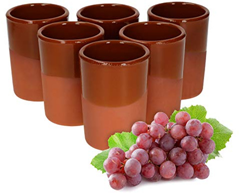 MamboCat 6er Ton-Becher I Teilglasiert I 250 ml I Mediterran I Unikat Handarbeit I Met-Pott I Ton Mug Tumbler I Antike/Vintage I Mittelalter I Wikinger