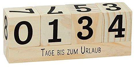 Cepewa Countdown Würfel Natur aus Holz 16 x 6 cm Urlaub Weihnachten Geburt Geburtstag Ruhestand Prüfung
