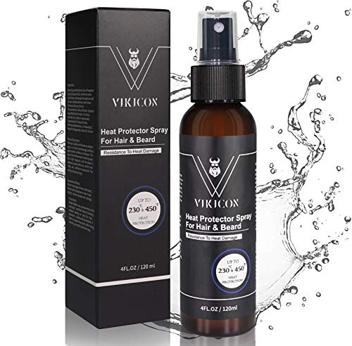 Heat Protect Spray, VIKICON Spray Termoprotettore Barba Capelli Piastra, Protettore Termico, Effetto Anticrespo, Protezione da Raggi UV e Calore, Tonalizzante e Volumizzante