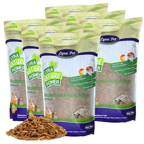 Lyra Pet® | 15 kg Soldatenfliegenlarven getrocknet | Black Soldier Fly | Hermetia Illucens | Wie Mehlwürmer | Reich an Kalzium & Proteinen | Energiereiches Futter für Vögel, Fische, Nager & Reptilien