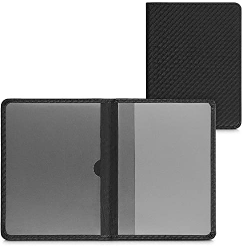 kwmobile Fahrzeugschein Hülle mit Kartenfächern - Kunstleder Tasche italienische Zulassungsbescheinigung - Carbon Schwarz