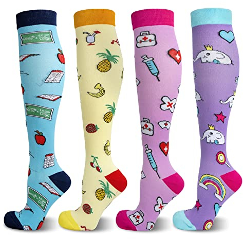 LEOSTEP Kompressionsstrümpfe für Damen und Herren (4 Paar) Stützstrümpfe Kompressionssocken für Sport, Flug, Laufen, Reisen, Schwangerschaft Krankenschwestern 20-30 mmHg