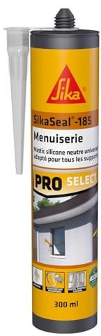 SIKA - Mastic silicone universel - SikaSeal-185 Menuiserie transparent - Joint de construction, menuiserie, vitrerie - Intérieur et extérieur - 300 ml