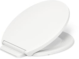 KOHLER K-27332-0 Glissade ReadyLatch Quiet Close Round Toilet Seat, White, Grip-Tight Hardware, Quiet Close Lid Prevents Slamming