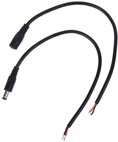 Newwyt 1 Paio 12V 10A DC Power Pigtail Barrel Plug Connettore Cavo 21mm x 55mm Maschio Femmina DC Pigtail Connettori Plastica