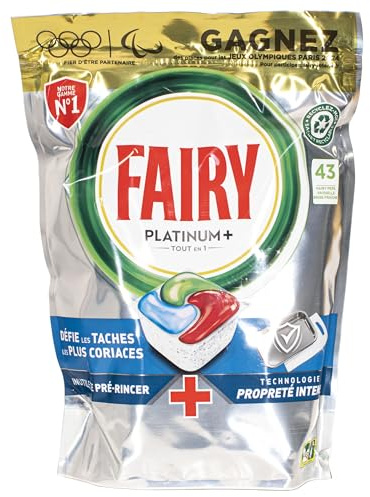 Fairy Platinum Plus All-in-1 Tabletten, 43 Kapseln, frische Brise, optimale Reinigung für sauberes Geschirr wie neu und stellt den Glanz wieder her