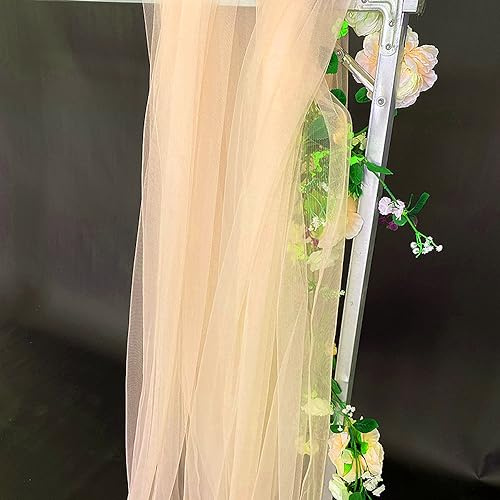 3m x 160cm Soft Tüllstoff,Tüll Stoffe zum Nähen,Netzstoff Dekostoff Drapierstoff für Arbor Hochzeit Vorhang Hochzeitsbogen Freihanddeko Torbogen Zeremonie Party Deko Kleid Tüllrock Schleier,Champagner