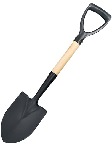 Gärtnerspaten Stahl BAU Garten Spaten Schaufel Aus Um Graben Metall mit Holzstiel und Griff (Mini Spaten-Schaufel 67cm mit Trittkante und D-Griff)
