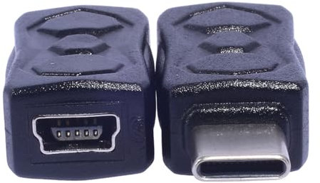 Shuade Mini USB Female To Type C Male Conversion Adapter Converter Black Support 5V2A Charging & 480Mbps Data Transfer Converter Connectors Support Charging Data Transfer