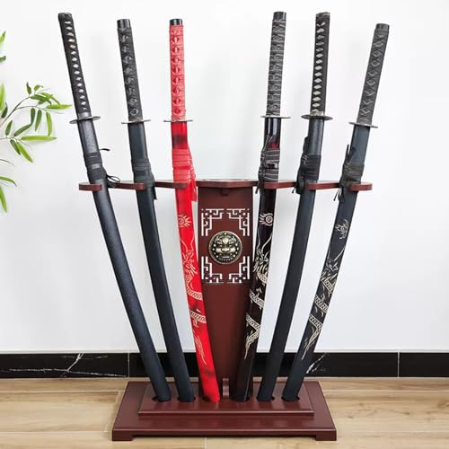 LSRFXF Vertikaler Schwert Display Stand Schwert Halter, 6 Schwert Racks Display Mehrere Schichten von aufrechten Schwert Racks, Großer vertikaler Ausstellungsstand Schwert Lagerung