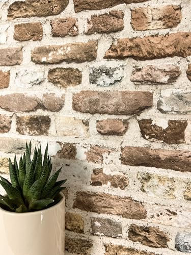 Newroom Tapete Braun Vliestapete Stein - Steintapete Modern Beige Grau Ziegelstein Klinker Steinoptik 3D Optik Backstein Steinmauer inkl. Tapezier-Ratgeber