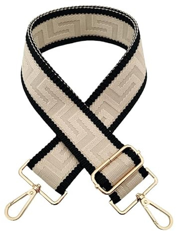 SYSUII Axelrem 5 cm bred justerbar längd 72–130 cm med karbinhake för bärväska, handväska, väskrem, ersättningsrem för canvasväska, beige och