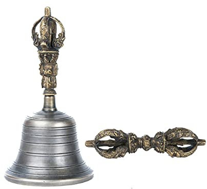 Cloche de méditation bouddhiste tibétaine, cloches tibétaines, peut secouer les cloches à main for la méditation, le yoga, cloches utilisées par les pratiquants bouddhistes tibétains dans les prières