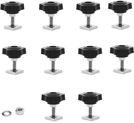 10pcs T Track Bolts M6x35mm,Stainless Steel Roof Rack Bolts | Bolts with Thumb Screws m6 with nut Washer for Bike Ski, 20x20mm Square Sliding Blocks for roof Rack Rail Carrier