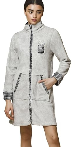 Pigiamiamoci Vestaglia Donna Invernale in Pile Coral Calda Morbida Cappuccio Zip Bottoni Natalizia - idea regalo