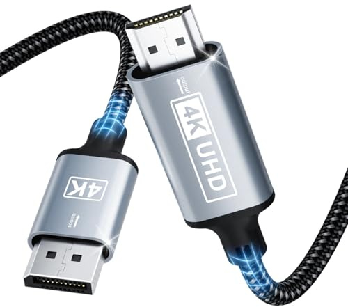 DisplayPort a HDMI,Cable Displayport a HDMI 4K 5M,DP unidireccional a HD MI,Display port a HD MI trenzado nailon Compatible con computadoras escritorio,portátiles,PC,Dell,HP,HDTV,Proyector AMD NVIDIA