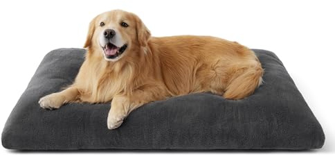 BEDSURE XXL Hundebett Waschbar, Beruhigende Hundematratze, 119x74x8cm, Grau | XXL Warmes Hundekissen, Flauschige Beruhigende Oberfläche, Rutschfester Boden, Geeignet für Große Hundeboxen