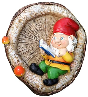 Decorazione da giardino con elfi in resina - Simpatiche statue da esterno con gnomi che leggono da giardino | Gnomi da giardino in resina, gnomi resistenti alle intemperie da esterno, affascinante dec