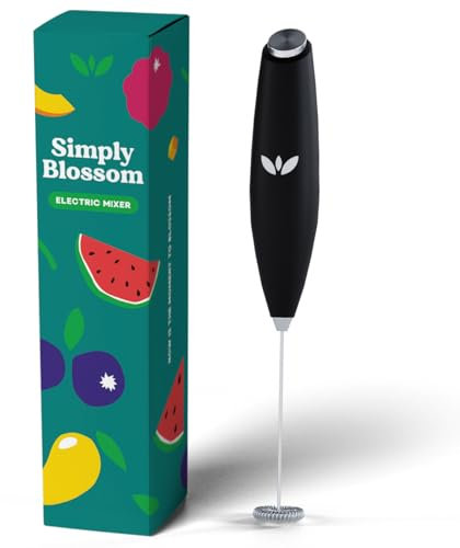 Simply Blossom Milk Frother, Electric Handheld Mixer, Battery Operated