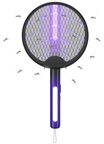 Raquette à Mouche Électrique | Tapette à Mouches Zapper Rechargeable | Raquette Anti-Insectes Pliable, Attrapeur de Moustiques, Mouches, Guêpes | Tapette de Jardin pour Intérieur Extérieur