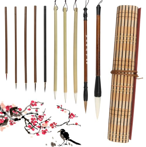 Set di 10 Pennello per Calligrafia Cinese, Giapponese Sumi Drawing Brush