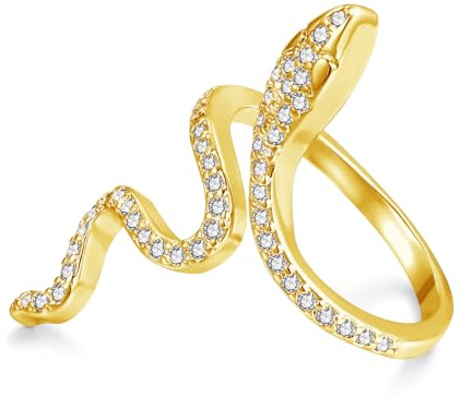 Josfeva Silber Schlangen Ringe für Damen, Gotisch Vintage Punk Stil Ring | Verstellbar 50-65mm Offene Schlangenringe mit Cubic Zirkonia, Unisex Schlangenringe mit Geschenkbox Geschenk Geburtstag